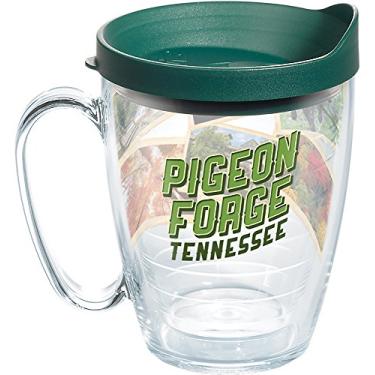Imagem de Tervis Tennessee – Caneca de colagem de pombo com envoltório e tampa verde caçador, 473 ml, transparente