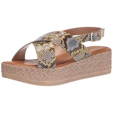 Imagem de Bella Vita Sandália plataforma feminina, Couro italiano multicobra pastel, 6 Wide