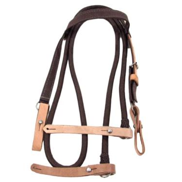 Imagem de Cabeçada De Fita Marrom e Rédea Polipropileno Marrom Para Cavalo Regulagem
