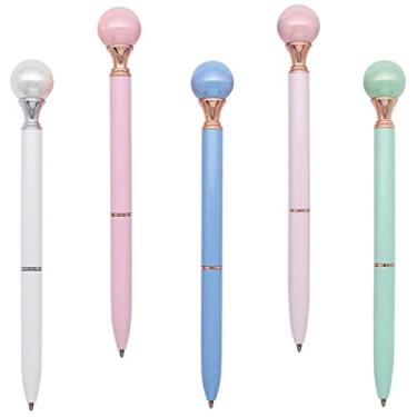 Imagem de Caneta esferográfica retrátil de pérola Gullor 5 peças, canetas esferográficas de metal brilhante, multicolorida, Multicolor A