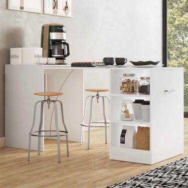 Imagem de Aparador com Mesa Dobrável Cantinho do Café Ibiza Multimóveis Branco