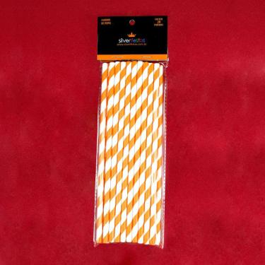 Imagem de Canudo De Papel Silverfestas Listras Laranja C/20 Único
