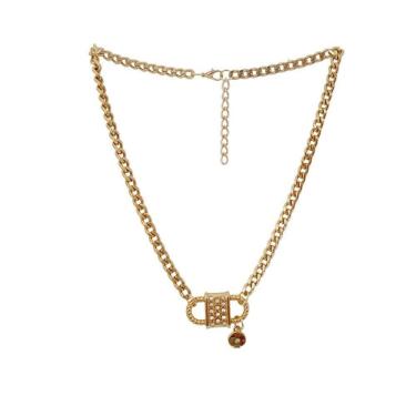 Imagem de Colar Dourado Cadeado De Brilhante