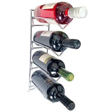 Imagem de Adega Aramada Cromada para Parede Suporte para 4 Garrafas de Vinho