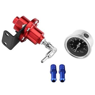 Imagem de Válvula reguladora de combustível automobilístico, adaptador de medidor de pressão de óleo regulador de combustível FPR de alumínio universal automotivo (vermelho)