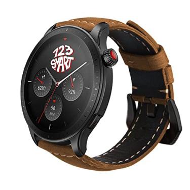 Imagem de Pulseira de Couro Marca 123Smart Compatível com GTR4 GTR 4 A2166 / GTR3 A1971 / GTR 3 Pro A2040 / GTR 2 A1952 / GTR 2e A2023 / Stratos 2 2s 3