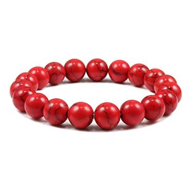 Imagem de Pulseira com contas de pedra vermelha de oração de pedra natural pulseiras de meditação para homens e mulheres joias de ioga presente 10 mm
