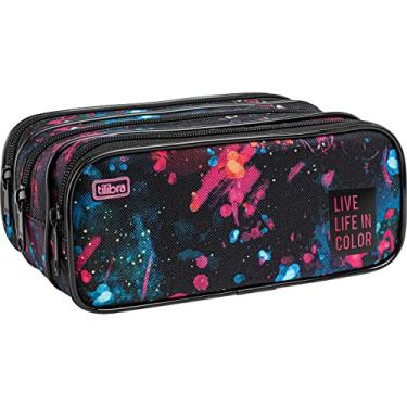 Imagem de Estojo Triplo Grande Académie Splashes Preto - Tilibra, Modelo: 338338