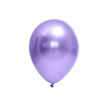 Imagem de Balão Bexiga Metalizado Chrome Violeta Lilas Roxo Redondo Festball 9 Polegadas 25 Unidades