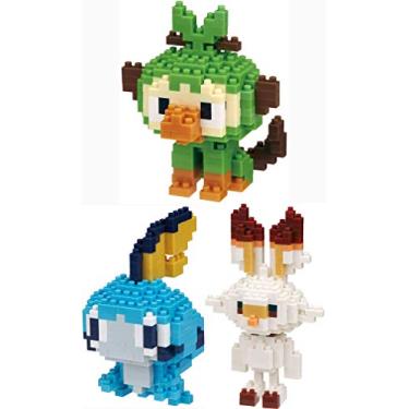 Imagem de Nanoblock S – Conjunto de 3 – Grookey, Scorbunny e Sobble (Sarunori, Hibanny e Messon no Japão) – Personagens Pokémon Ajustáveis (Importado do Japão)