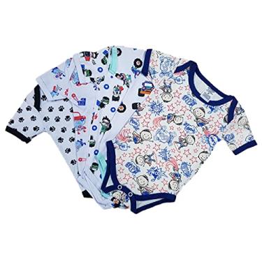 Imagem de Body Manga Curta Bebê Roupa De Bebê Estampado Kit C/3 Peças (Rosa-MENINA, M)