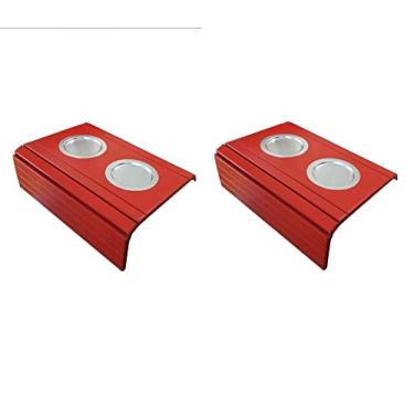 Imagem de Kit 2un Esteira Braço Sofá Vermelho Com Porta Copo De Alumínio