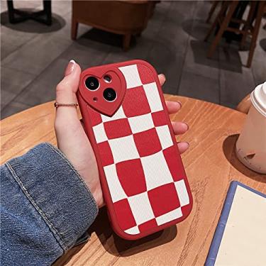 Imagem de Capa de telefone com padrão xadrez vermelho fashion para iPhone 13 12 11 Pro Max X XR XS Max Capa traseira de couro Capas de silicone macias e fofas WY943 para iPhone XSMax