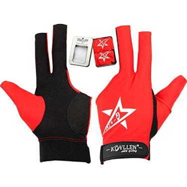 Imagem de KONLLEN Luvas de bilhar para mão esquerda/direita G/GG luvas de sinuca profissionais antiderrapantes ajustáveis respiráveis tamanhos populares para homens e mulheres