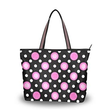 Imagem de ColourLife Bolsa feminina com alça superior, rosa, branca, bolinhas, preta, bolsa de ombro, Multicolorido., Medium