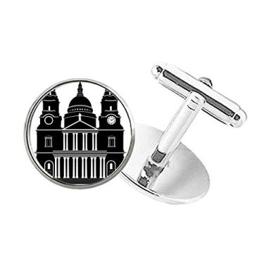 Imagem de DIYthinker England Building United Kingdom Silhouette UK Abotoaduras com fecho de botão redondo