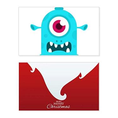 Imagem de Universo e alienígena Blue Cyclops Alien Holiday Holiday Merry Christmas Cartões de parabéns Mensagem de Natal