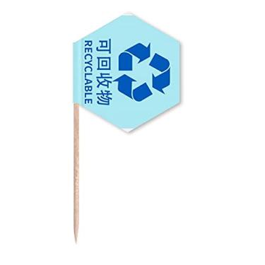 Imagem de Bandeiras de palitos de palito de lixo recicláveis com ícone de lixo, palitos de cupcake, festa comemoração