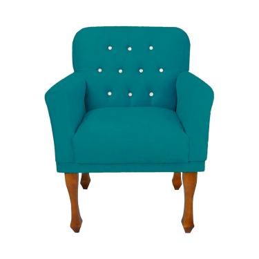 Imagem de Cadeira Poltrona Estofada Para Sala de Espera Anitta Suede Azul Turquesa LM DECOR