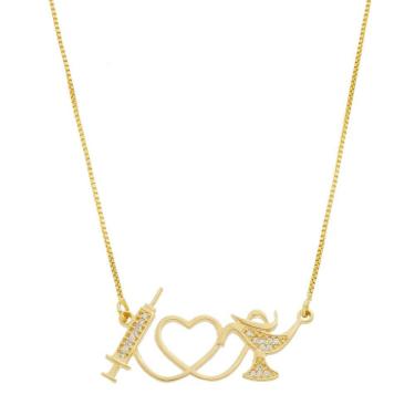 Imagem de Colar Seringa Enfermagem Enfermeira Zircônias Em Banhado