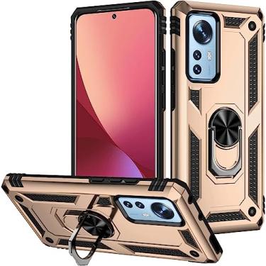 Imagem de Capa para Xiaomi Redmi Note 12S 6.43" Capinha com protetor de tela de vidro temperado [2 Pack], Case para telefone de proteção militar com suporte para Redmi Note 12S -Ouro