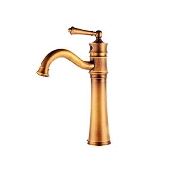 Imagem de Torneiras para lavatório Torneira para pia de latão antigo Manipulação única Vintage Montagem em deck Misturador para banho de água quente e fria Torneira de água, SLT021M,Y