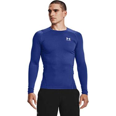 Imagem de Under Armour Camiseta masculina Armour Heatgear de compressão de manga comprida, azul royal (400)/branca, pequena