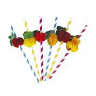 Imagem de 24 Canudos Ecologico Papel Flexivel Enfeite Drink Fruta Fest - Mrvenda