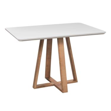 Imagem de Mesa de Jantar Tampo de Vidro Retangular 140cm Off White Luna