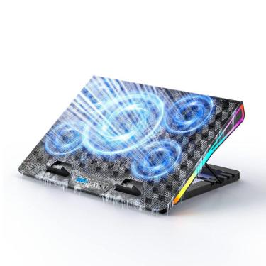 Imagem de Almofada de resfriamento para laptop Dytole para 15,6-17,3&quot; com 5 ventiladores e RGB Li