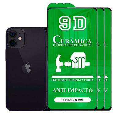 Imagem de Kit 3x Película Compatível com iPhone 12 Mini - 9D Cerâmica Protetora Resistente Anti Impacto Queda Choque Shock Flexível Nano Gel Compatível 3D 5D 100D