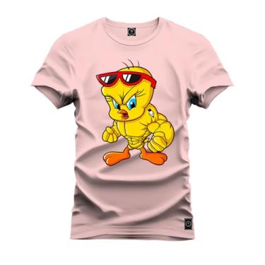 Imagem de Camiseta Plus Size Premium Estampada Algodão Confortável Piu Piu Maromba Rosa G2
