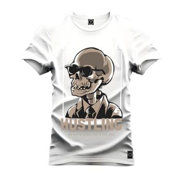 Imagem de Camiseta Plus Size Unissex 100% Algodão Estampada Premium Keep Cool Cavera Branco G3