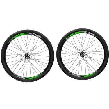 Imagem de Par Roda Aro 29 KOG Cubo Rosca Freio Disco Pneu Slick,Preto Verde