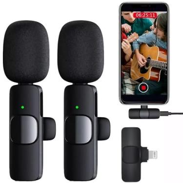 Imagem de Microfone Lapela Sem Fio Duplo para Celular iPhone ou Android com Conexão Lightining ou USB Tipo C - Omni-Direcional e Longo Alcance (Android (USB Tipo C))