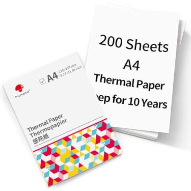 Imagem de Phomemo Papel térmico A4, papel para impressora térmica M08F compatível com impressora portátil M08F-Letter M832 M833 M835 M836 e Brother Letter portátil, tamanho 21 x 29,7 cm, 200 folhas