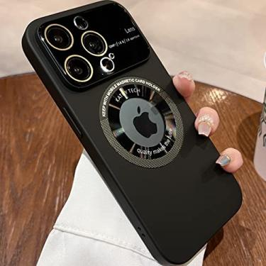 Imagem de Capa magnética para IPhone 14 Pro Max Visualização do logotipo, protetor de câmera de lente de vidro de janela, compatível com Magsafe, capas à prova de choque para iPhone 14Pro Max Hard Slim Matte Cover 6,7 polegadas (preto)