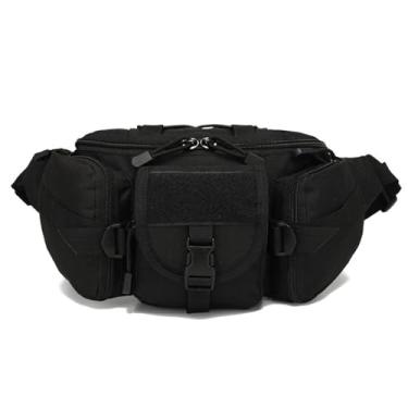 Imagem de Pochete tática, bolsa de espera masculina dupla, cinto de quadril, bolsas utilitárias para pesca ao ar livre, caminhadas, escalada, ciclismo, Preto, 35X10X17CM