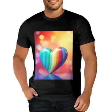 Imagem de Sipumia Camiseta unissex de algodão manga curta gola redonda para casal 3D estampada em formato de coração camiseta casual, Cor-18, 3G