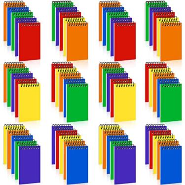 Imagem de Caderno espiral de 7,6 cm x 12,7 cm com espiral pautado em espiral em cores sólidas, 75 folhas/bloco, caderno para escola, escritório, viagens, materiais de negócios (60 peças)