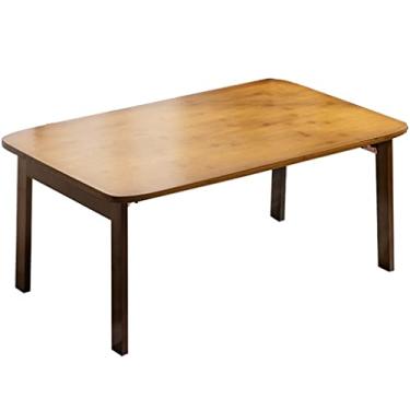 Imagem de Mesa de jantar dobrável mesa de casa mesa de computador mesa de estudo tatami mesa de estudo mesa de centro (cor: marrom, tamanho: 70 * 42 * 31 cm) (marrom 80 * 50 * 34 cm)