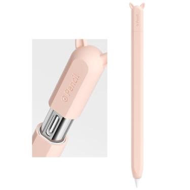 Imagem de ELETIUO Capa de silicone compatível com Apple Pencil (USB-C), capa protetora com suporte, capa antiderrapante compatível com Apple Pencil 3ª geração, rosa