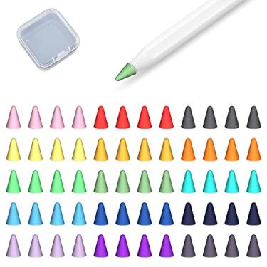 Imagem de AmberVec Pacote com 60 capas para Apple Pencil 2ª geração e 1ª geração, compatível com ponta de lápis Apple, capa antiderrapante com pontas slicone, resistente à luz, multicolorida