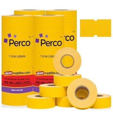Imagem de Perco 1 linha de etiquetas amarelas - 4 mangas, 32.000 etiquetas de preço em branco para Perco 1 linha preço e armas de data