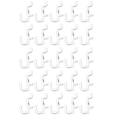 Imagem de Ganchos de plástico tipo gancho J da Peg Board sem travamento | Ganchos para armazenamento de ferramentas de garagem, acessórios para artesanato (100, branco)