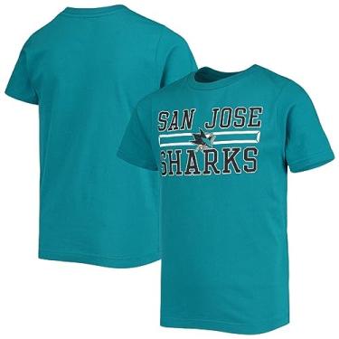Imagem de Outerstuff Camiseta San Jose Sharks Juniors Boys 4-18 Team Logo, Azul-petróleo, P