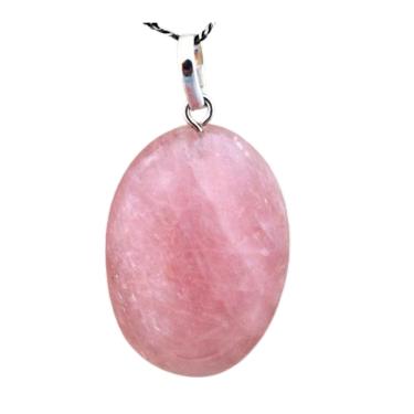 Imagem de Colar Cabochão Quartzo Rosa Castoação Pino Prata 950