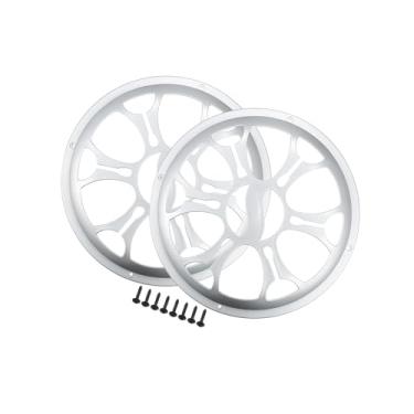 Imagem de Motoforti Capa de grade de alto-falante de carro universal de 25,4 cm redonda de 25,4 cm caixa protetora para alto-falante de áudio subwoofer com parafusos de montagem ABS prateado - Pacote com 2 de