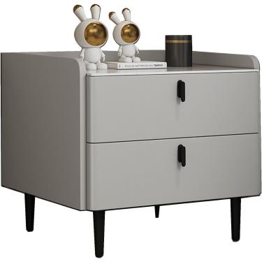Imagem de Cômoda noturna para quarto Mesa lateral moderna com gavetas - Pequena mesa de cabeceira branca para quarto, sala de estar, sofá - Móveis de quarto e mesa de cabeceira, cinza B-iluminado, 40