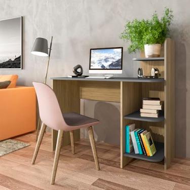 Imagem de Escrivaninha com 3 prateleiras LINK cor Carvalho com Grafite - Artely